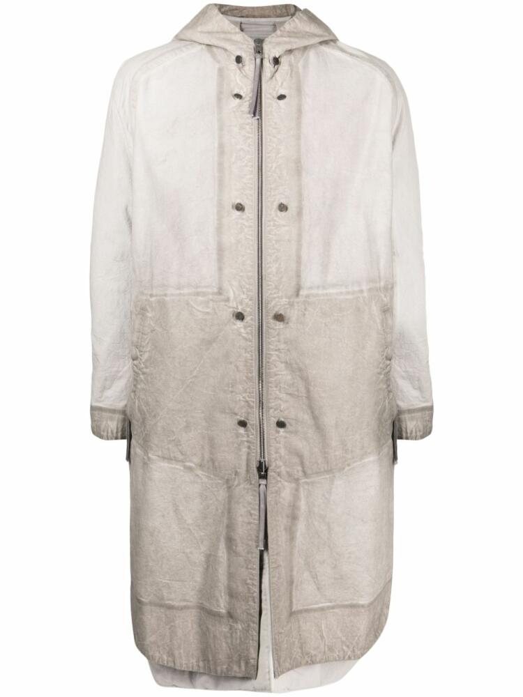 Boris Bidjan Saberi faded-effect hooded parka - Grey Cover