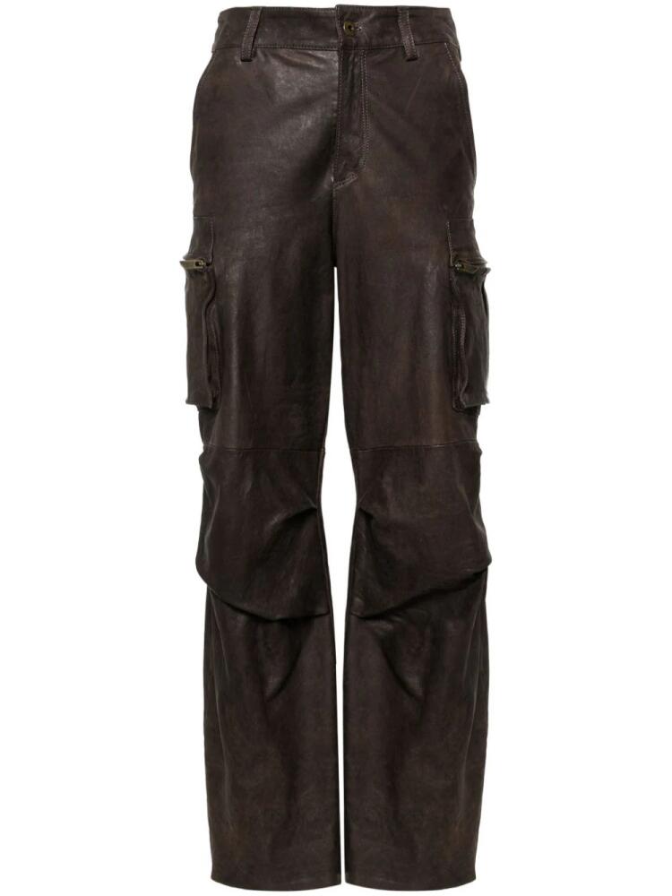 Salvatore Santoro straight-leg cargo leather trousers - Brown Cover