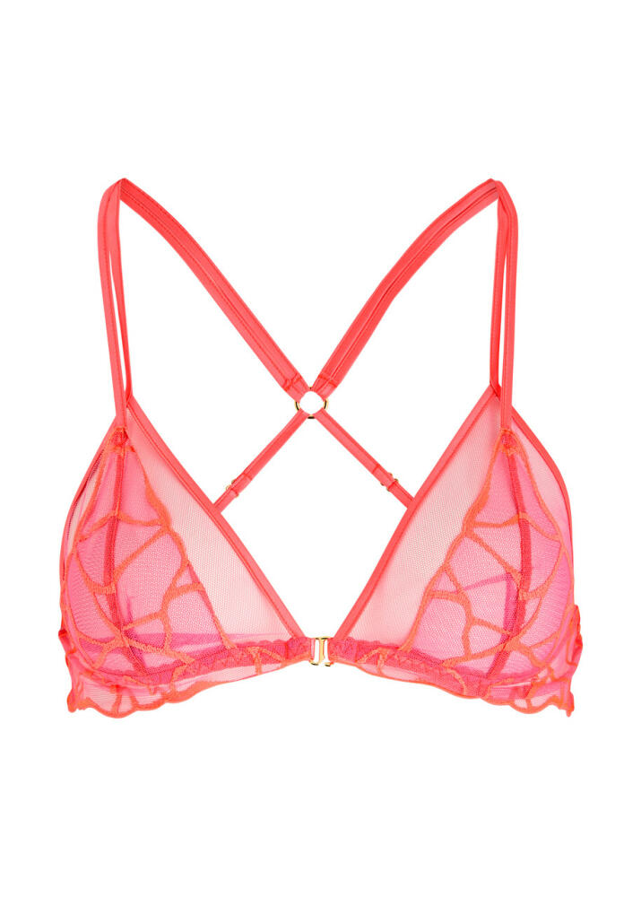 Fleur OF England Cleo Embroidered Soft-cup bra - Bright Pink Cover