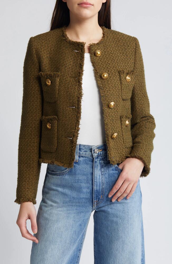 MANGO Wintour Tweed Jacket in Khaki Cover