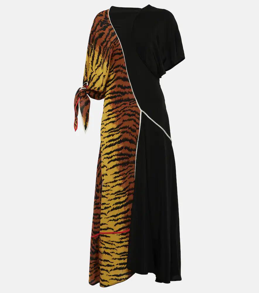 Victoria Beckham Asymmetric animal-print silk maxi dress Cover