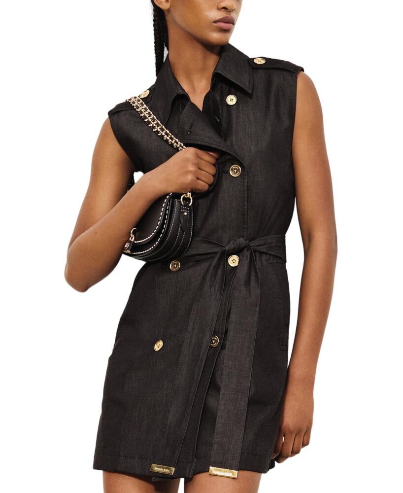 Michael Michael Kors Women's Chambray Trenchcoat Dress - Black Rinse Cover