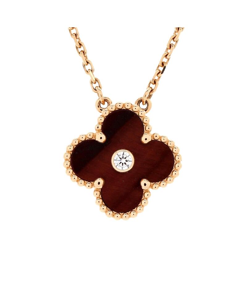 Pre-Owned Van Cleef & Arpels Vintage Alhambra Pendant Necklace Limited Edition 18K Rose Gold and Bull's Eye with Diamond Cover