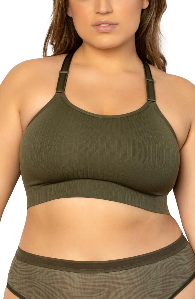 Curvy Couture Smooth Seamless Comfort Wireless Bralette in Olive Night Cover