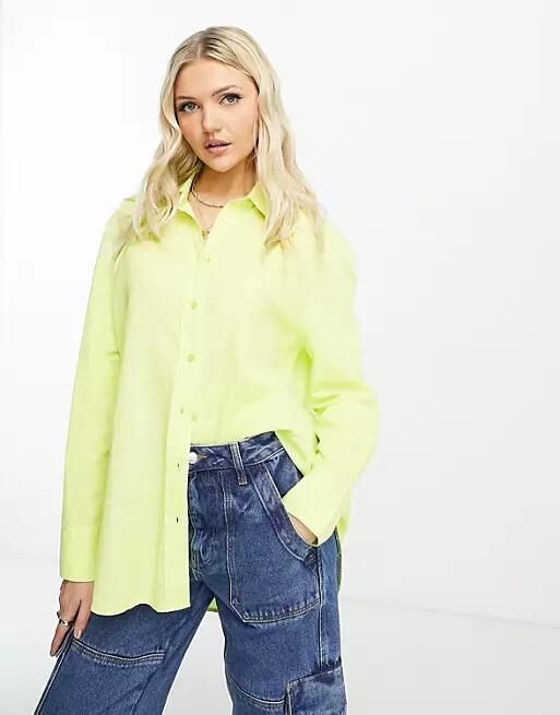 New Look linen blend shirt in lime green Cover