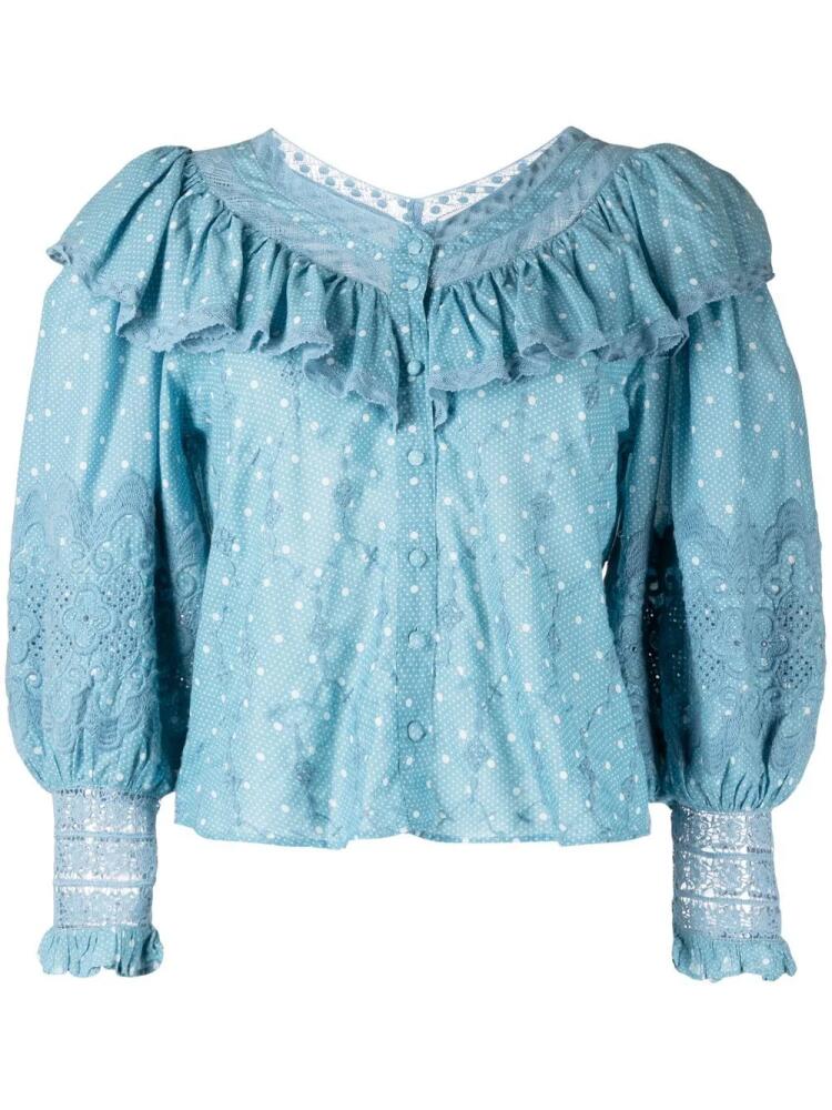 LoveShackFancy Bunnie broderie-anglaise blouse - Blue Cover