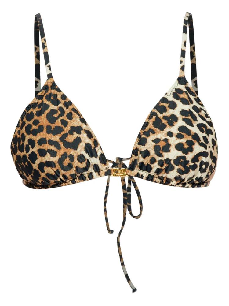 GANNI leopard-print bikini top - Brown Cover