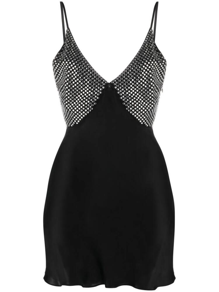 De La Vali mesh-panel detail satin dress - Black Cover