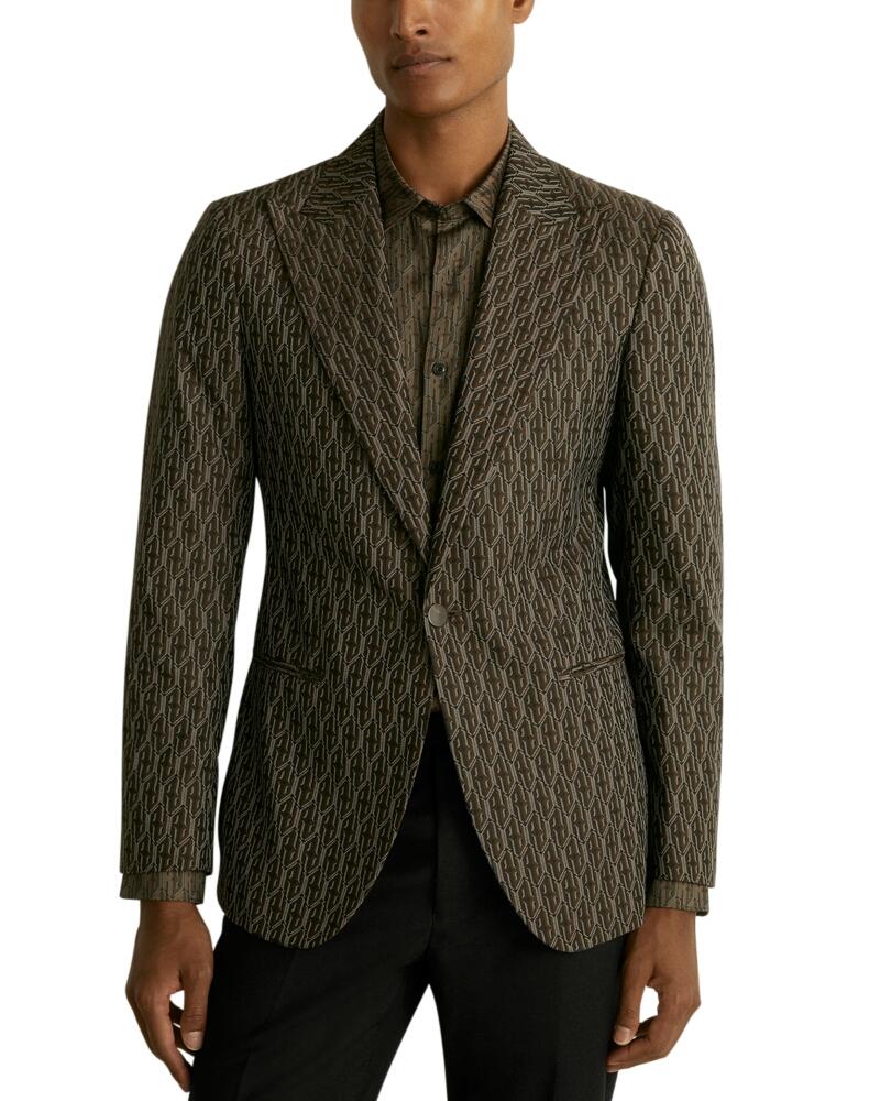 Reiss Delt Geo Jacquard Regular Fit Peak Lapel Blazer Cover