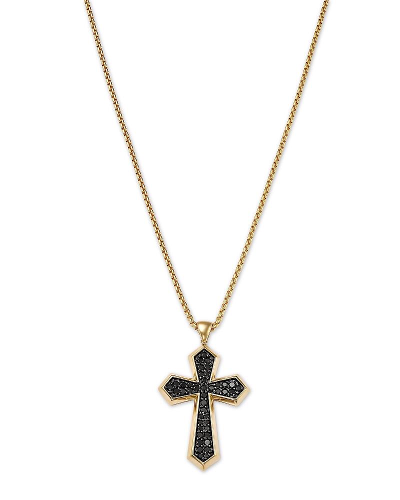 Bloomingdale's Fine Collection Men's Black Diamond Cross Pendant Necklace in 14K Yellow Gold, 1.0 ct. t. w. Cover