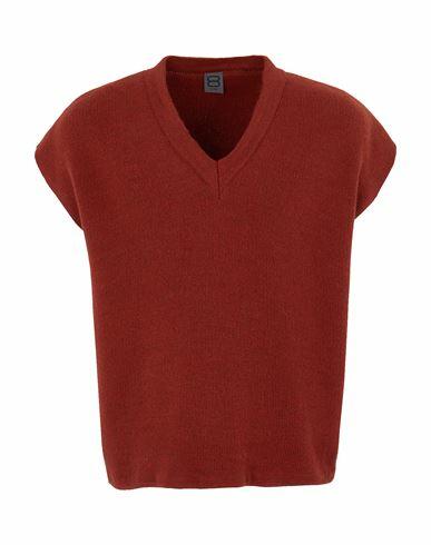 8 By Yoox Loose Fit Sleeveless V Neck Jumper Man Sweater Brick red Acrylic, Viscose, Wool, Alpaca wool Cover