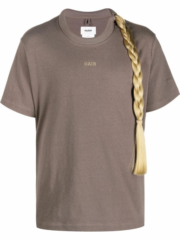 Doublet faux hair-detail T-shirt - Grey Cover