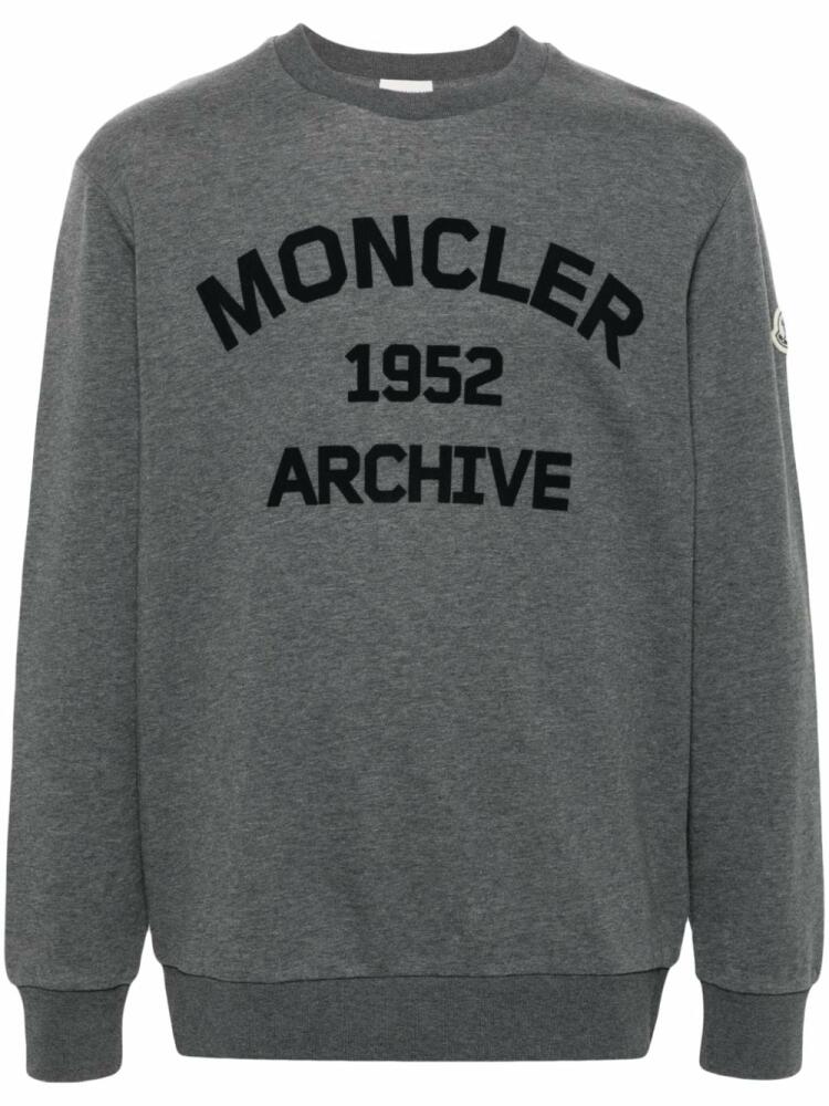 Moncler flocked-logo sweatshirt - Grey Cover