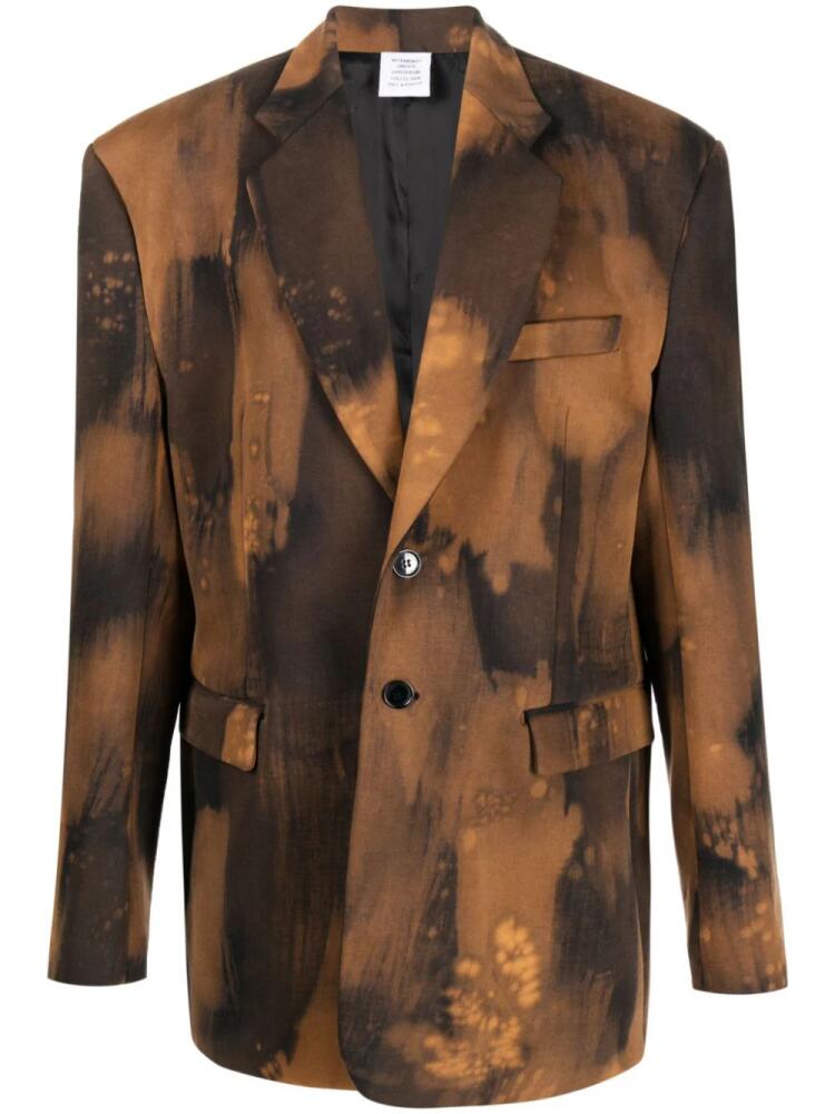 VETEMENTS Overbleached single-breasted blazer - Brown Cover