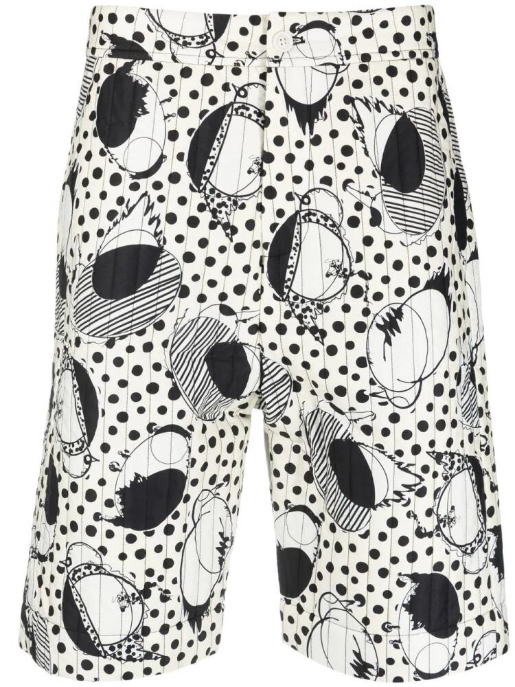 Henrik Vibskov Wheel abstract-print quilted shorts - White Cover