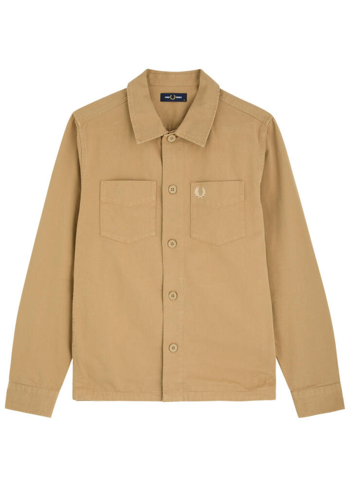 Fred Perry Logo-embroidered Cotton-twill Overshirt - Beige Cover