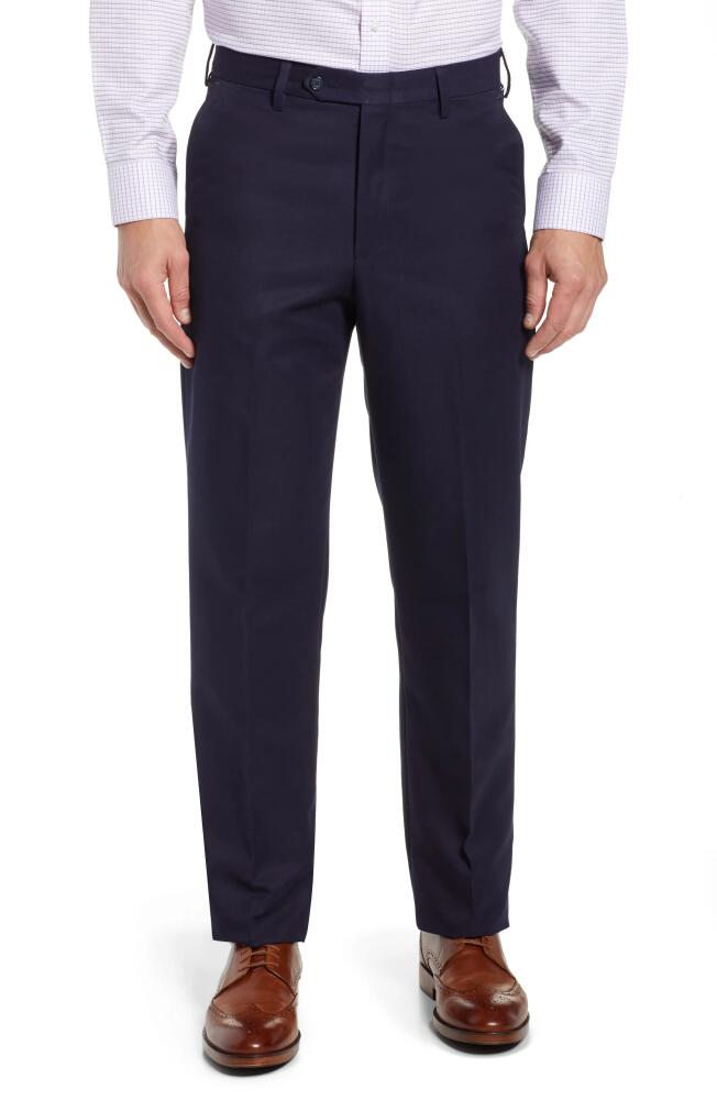 Berle Classic Fit Flat Front Microfiber Performance Trousers in Navy Cover