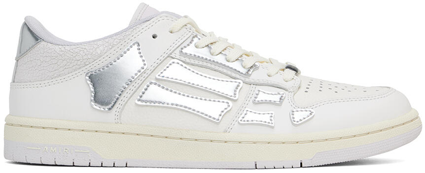 AMIRI White & Silver Metallic Skel Top Sneakers Cover