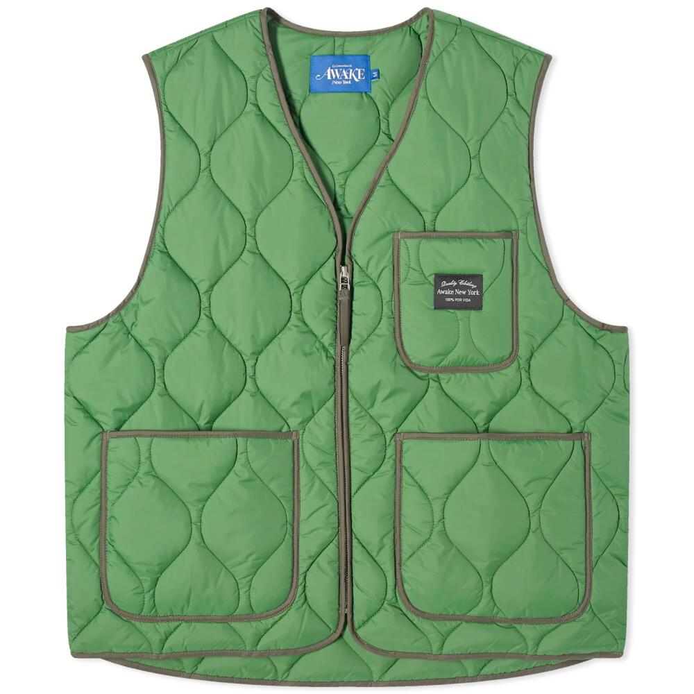 Awake NY Men's Quilted Vest in Green Cover