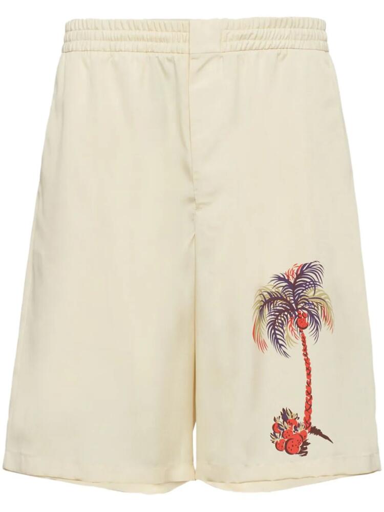 Prada tree-print silk bermuda shorts - Neutrals Cover