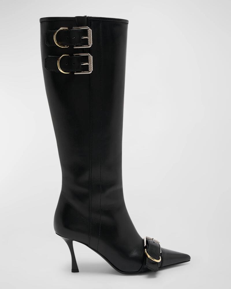 Givenchy Voyou Leather Buckle Knee Boots Cover