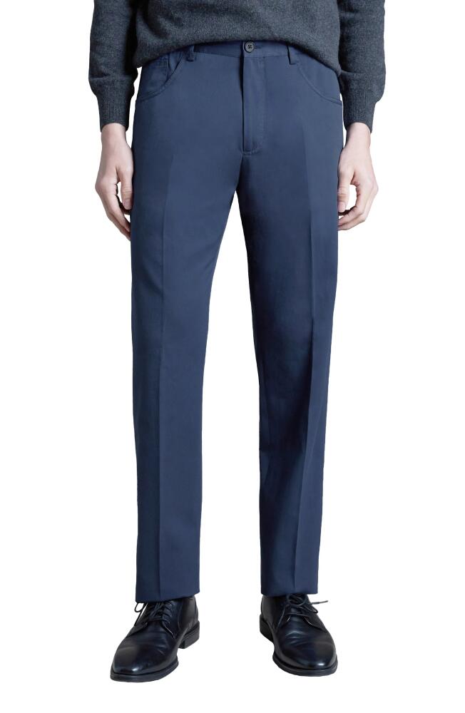 Santorelli Flat Front Cotton Blend Pants in Navy Cover