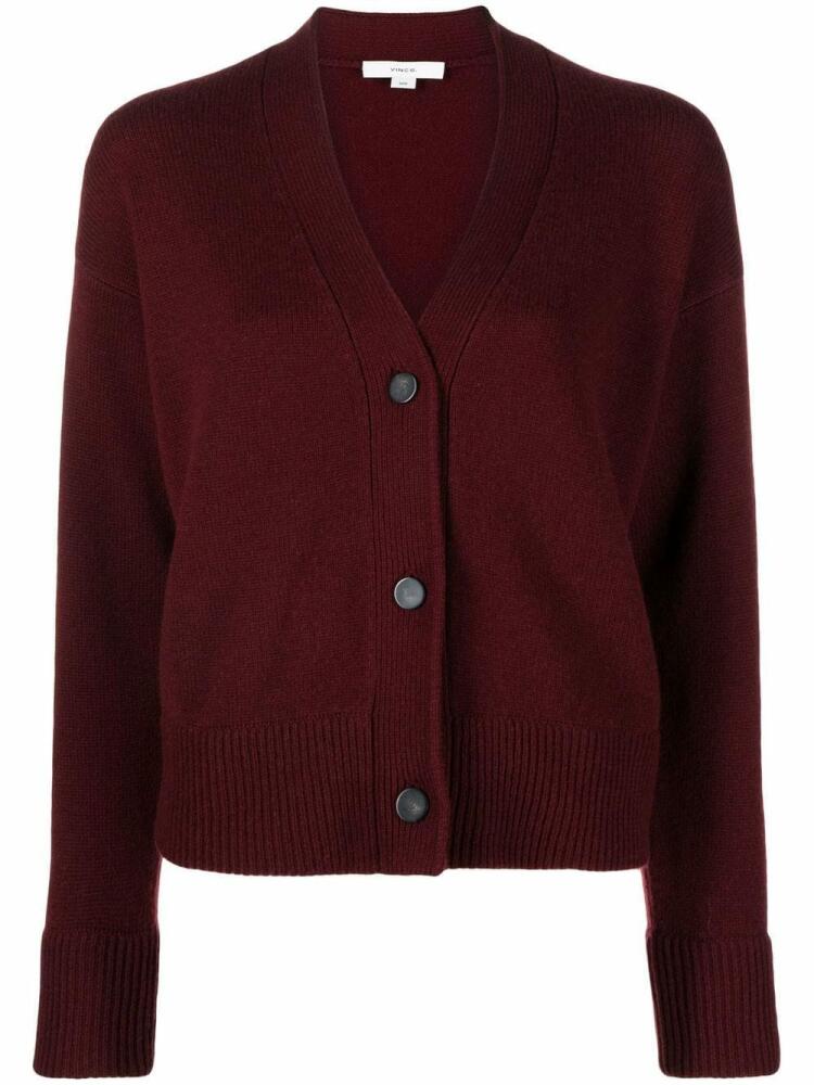 Vince wool-cashmere fine-knit cardigan - Red Cover