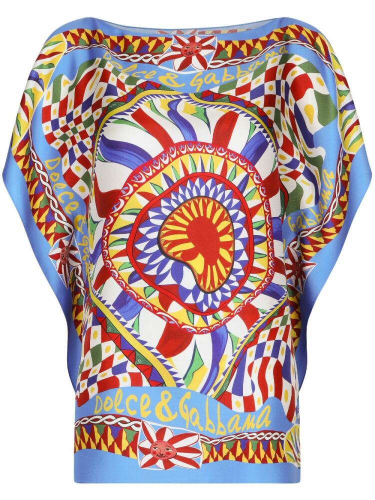 Dolce & Gabbana abstract-print silk blouse - Blue Cover