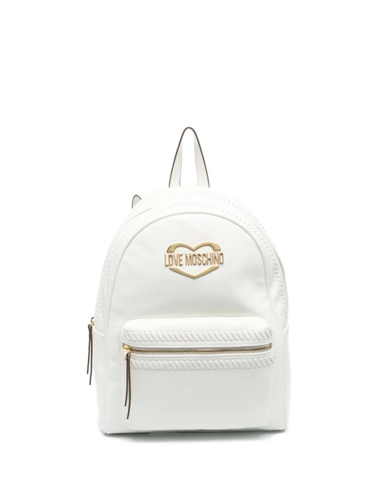 Love Moschino logo-plaque whipstitch-trim backpack - White Cover