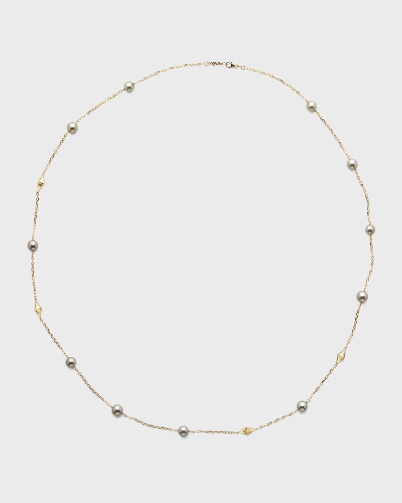 Pearls By Shari 18K Yellow Gold 9mm Gray Tahitian 11-Pearl Necklace, 36"L Cover