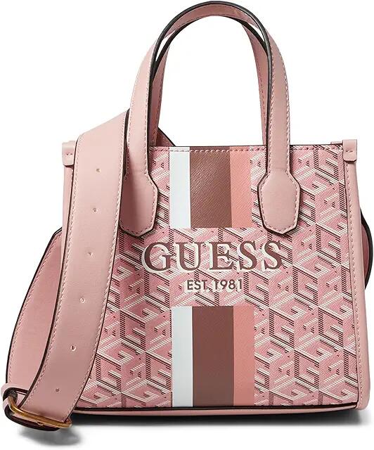 GUESS Silvana Double Compartment Mini Tote (Apricot Rose Logo) Tote Handbags Cover