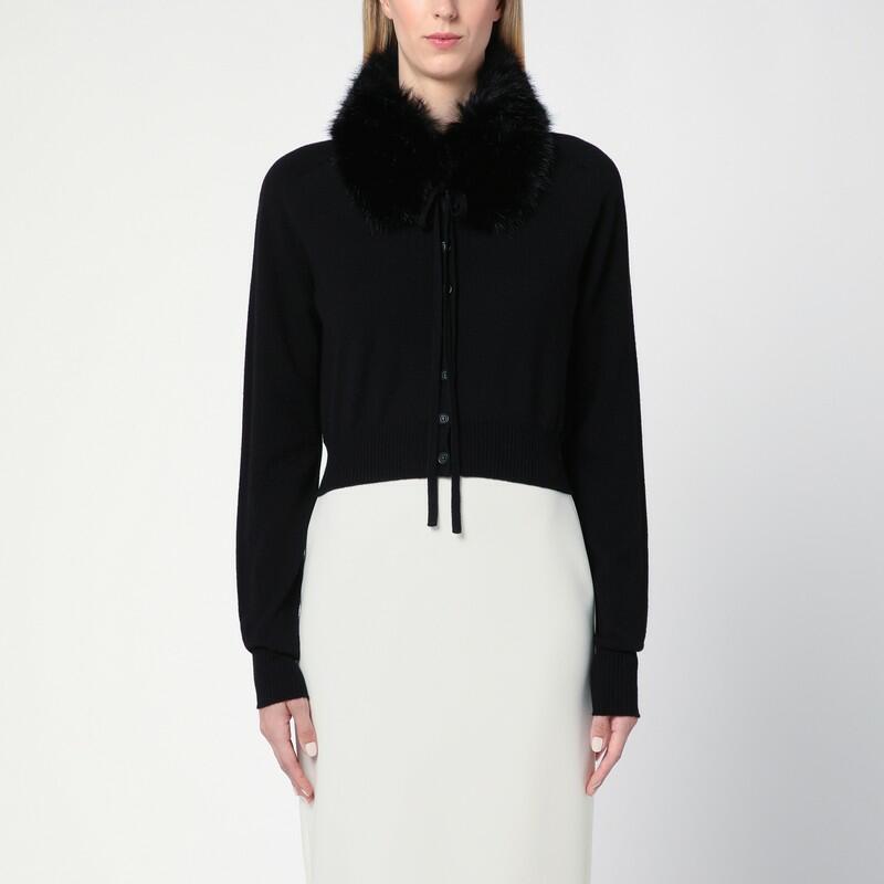 Sportmax Black cardigan with removable collar Cover