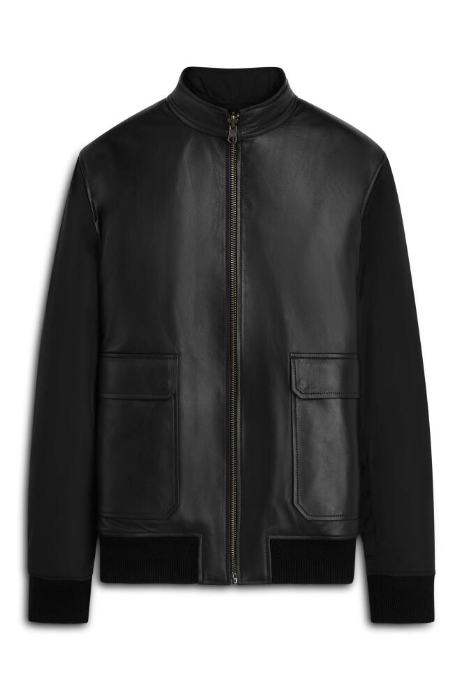 Bugatchi Men's Reversible Leather Bomber Jacket in Black Cover