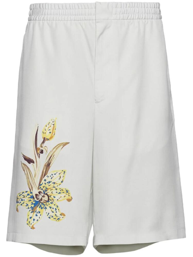 Prada floral-print silk bermuda shorts - White Cover