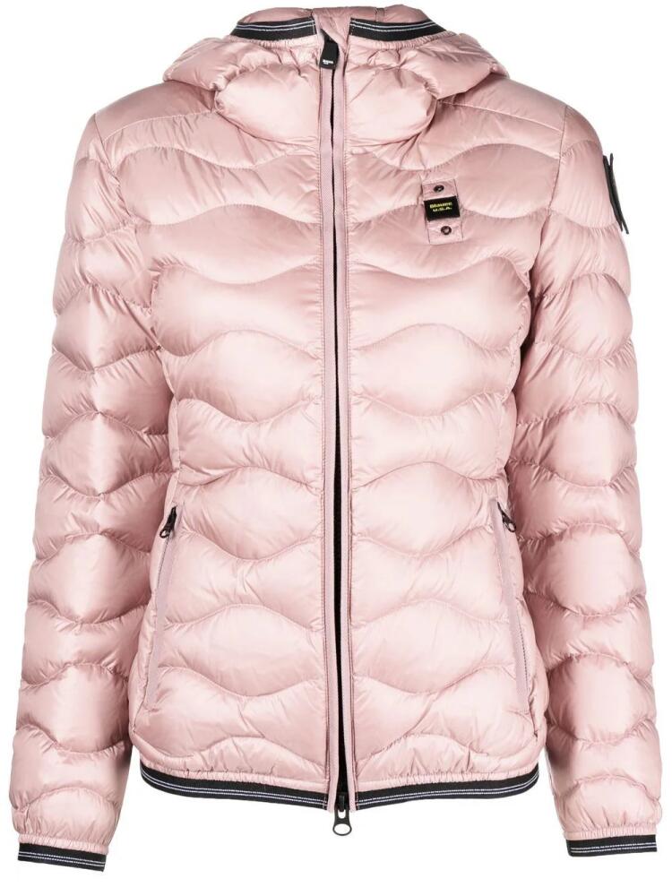 Blauer logo-patch padded jacket - Pink Cover