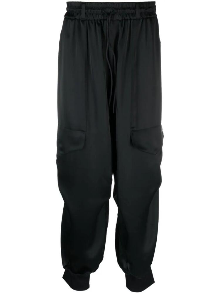 Y-3 high-shine tapered cargo trousers - Black Cover