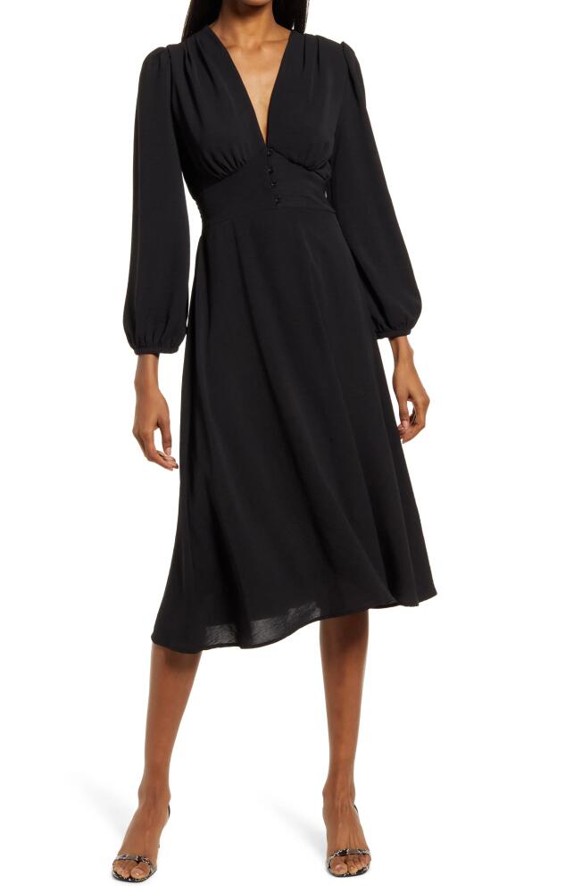 Fraiche by J Empire Waist Long Sleeve Midi Dress in Black Cover