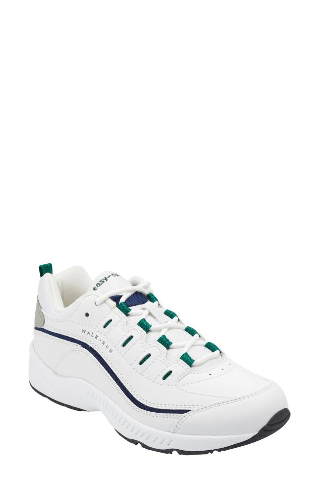 Easy Spirit Romy Sneaker in White/Navy Leather Cover