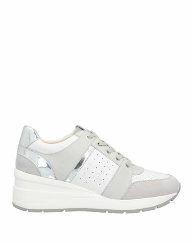 Geox Woman Sneakers Light grey Soft Leather, Textile fibers Cover