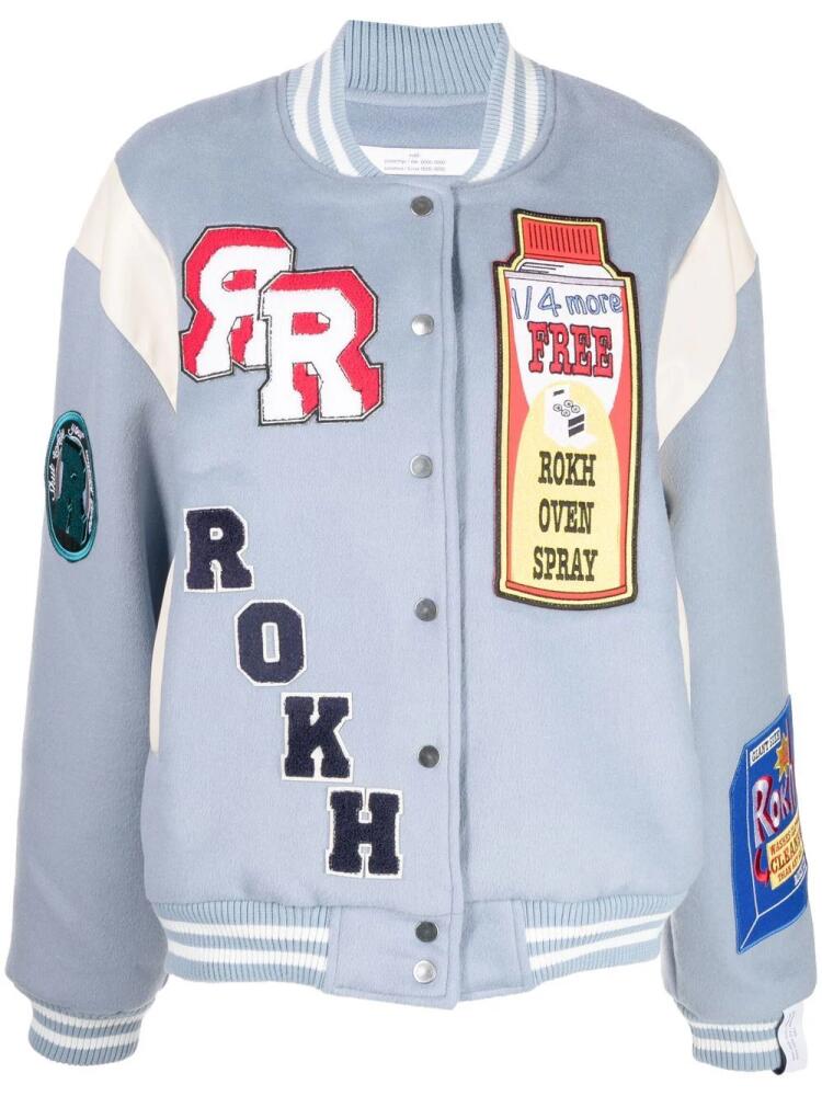 Rokh patch-detail bomber-jacket - Blue Cover