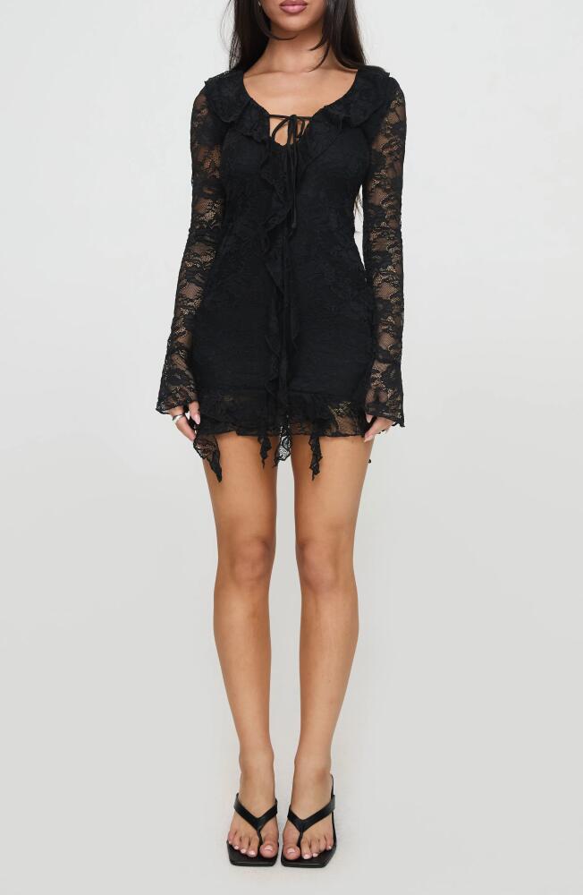 Princess Polly Braun Embroidered Lace Long Sleeve Minidress in Black Cover