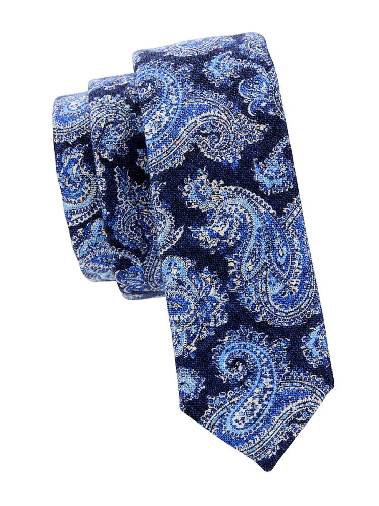 BOSS Men's Paisley Wool Blend Tie - Blue Cover