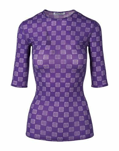 Ambush Monogram Fitted T-shirt Woman Shirt Purple Polyamide, Elastane Cover