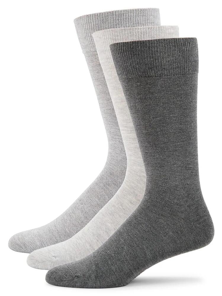 DKNY Men's 3-Pack Ribbed Crew Socks - Medium Grey Cover