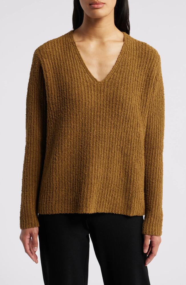 Eileen Fisher V-Neck Organic Cotton & Cashmere Blend Sweater in Gold Leaf Cover