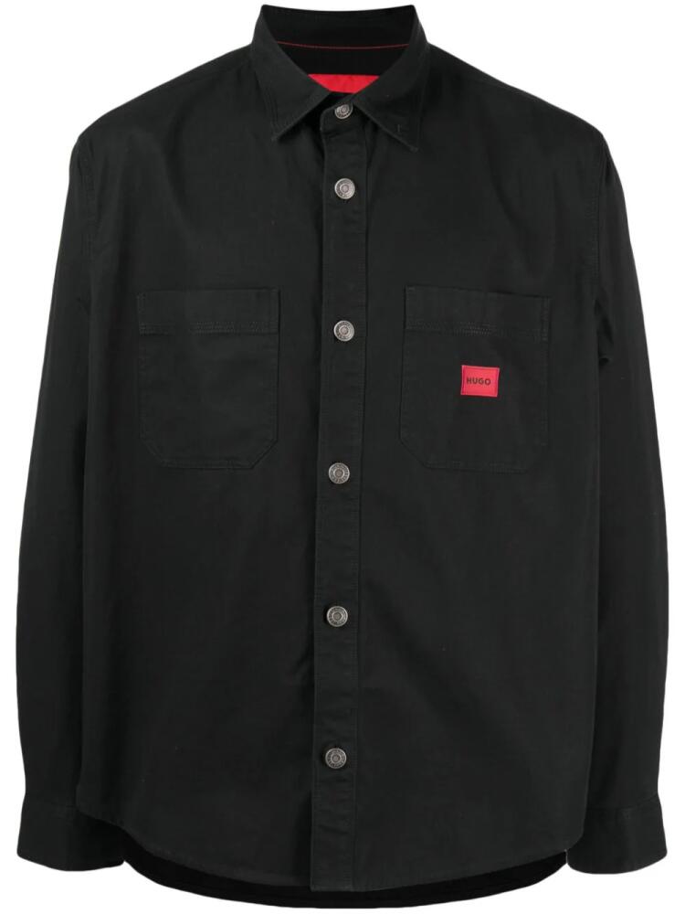 HUGO logo-patch denim shirt jacket - Black Cover