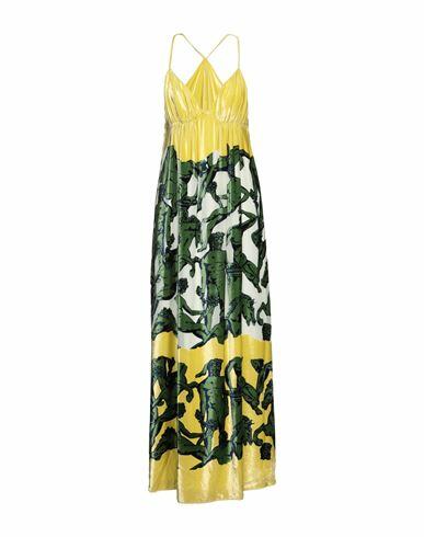 Ferragamo Woman Maxi dress Acid green Viscose, Silk Cover