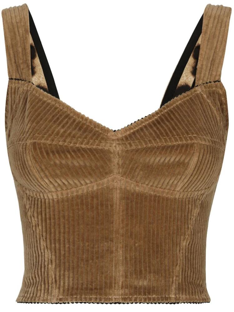 Dolce & Gabbana bustier-style corduroy top - Brown Cover