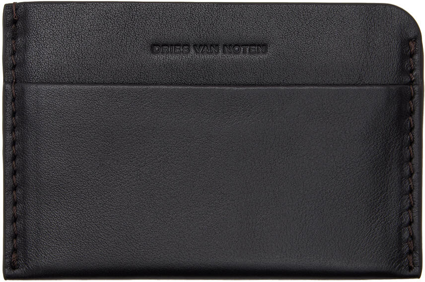 Dries Van Noten Brown Leather Card Holder Cover