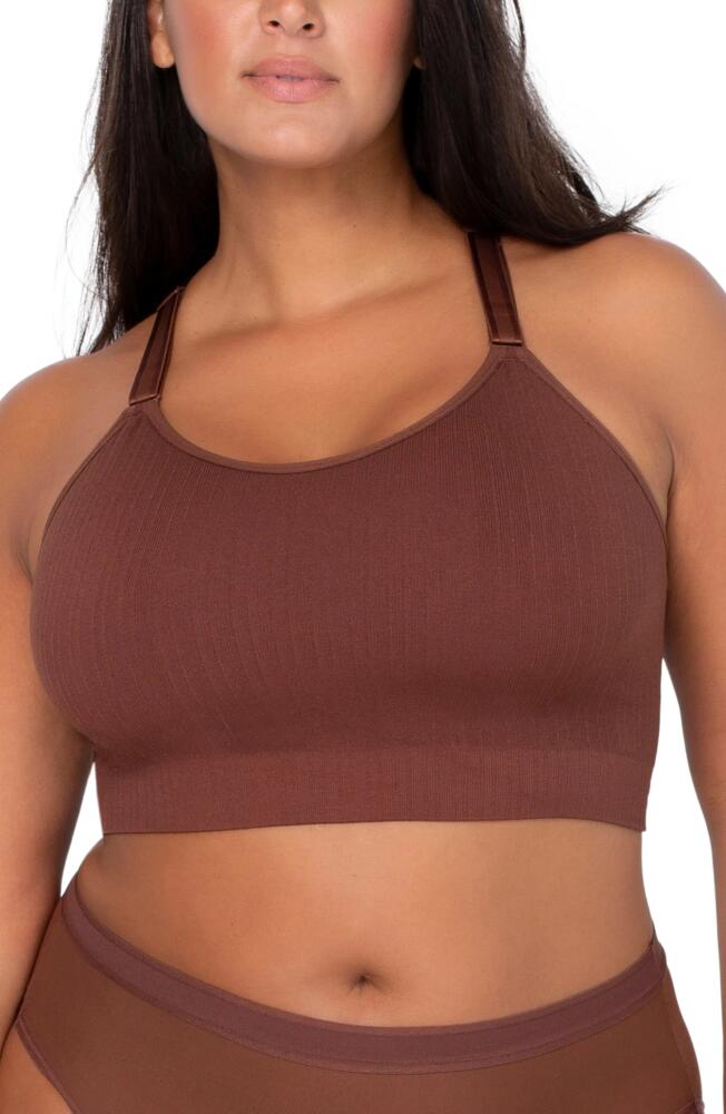 Curvy Couture Smooth Seamless Comfort Wireless Bralette in Chocolate Cover